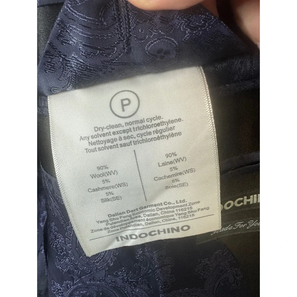Indochino Mens 34R Wool Cashmere Silk Tuxedo Blazer Black Shawl Lapel‎ Jacket